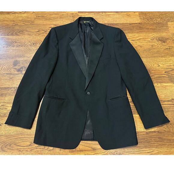 Oscar de la Renta Men's 100% Wool Tuxedo Jacket Black Approx Size 42R - Picture 1 of 13